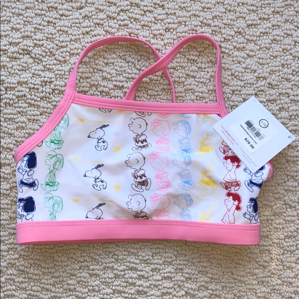 NWT Hanna Anderson Peanuts Snoopy swim bikini top!